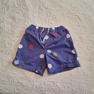 Petit Bateau boys size 8 years swim shorts with liners light blue with dots GUC